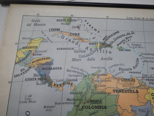 Southern America Map from IGDA Officine grafiche Novara, 1975-WWQ-1344235