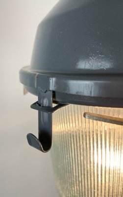 Soviet Industrial Grey Bunker Pendant Light, 1970s-CGF-1363750