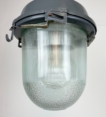 Soviet Industrial Grey Bunker Pendant Light, 1970s-CGF-1363750