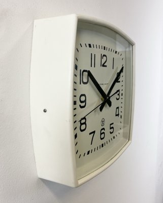 Soviet Industrial White Bakelite Factory Wall Clock from Strela, 1970s-CGF-1259796