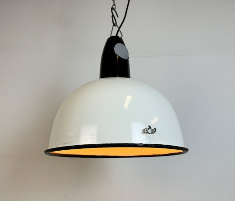 Soviet Industrial White Enamel Pendant Lamp, 1960s-CGF-1756843