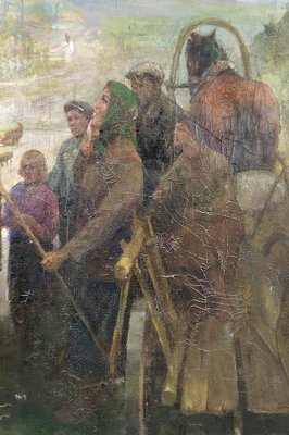 Soviet Propaganda Artist, Soldiers and Peasants, 1983, Canvas Painting-XNH-1804560