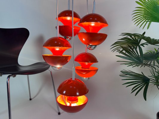 Space Age 5-Light Metal Ball Ceiling Light by Klaus Hempel for Kaiser Leuchten, Germany, 1972-JP-1807027