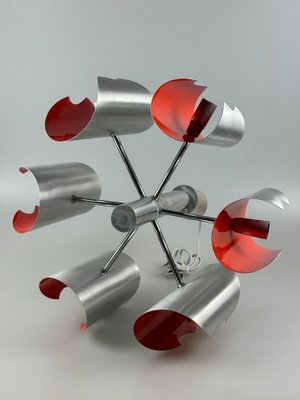 Space Age 6-Flame Sputnik Chandelier in Chromed Metal, 1970s-EJL-1806847