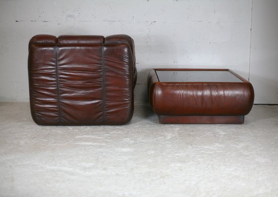 Space Age Armchair and Coffee Table, Italy, 1970s, Set of 2-MAO-1131540