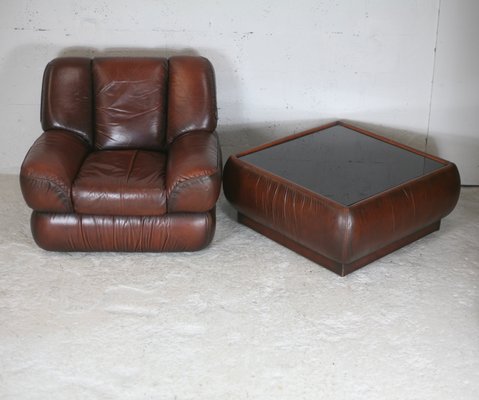 Space Age Armchair and Coffee Table, Italy, 1970s, Set of 2-MAO-1131540