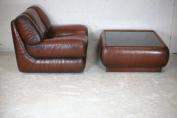 Space Age Armchair and Coffee Table, Italy, 1970s, Set of 2-MAO-1131540