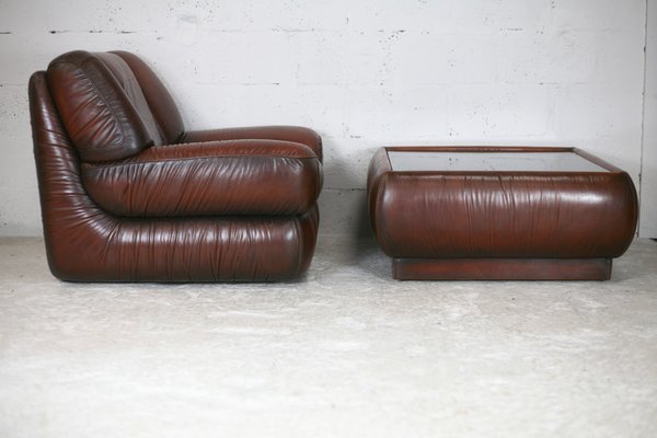 Space Age Armchair and Coffee Table, Italy, 1970s, Set of 2-MAO-1131540