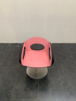 Space Age Armchair in Pink and Black Leather with Steel Structure-IJR-1012987