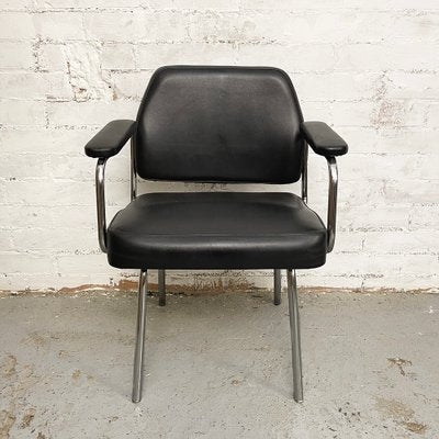 Space Age Black Leather Armchair, 1970s-CQZ-968644