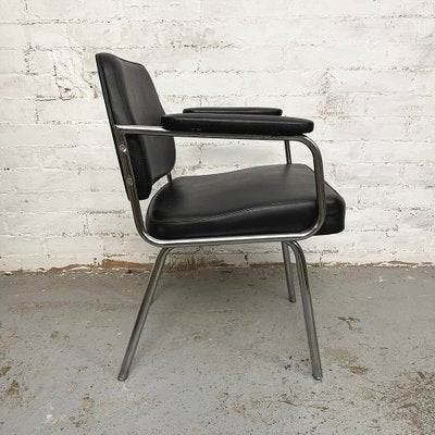 Space Age Black Leather Armchair, 1970s-CQZ-968644