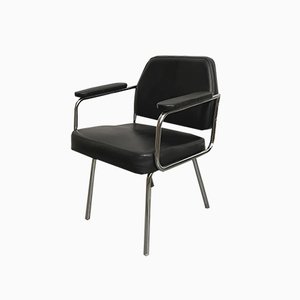 Space Age Black Leather Armchair, 1970s-CQZ-968644