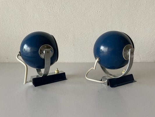 Space Age Blue Metal Spot Wall Lamps, 1970s-RDS-1188655