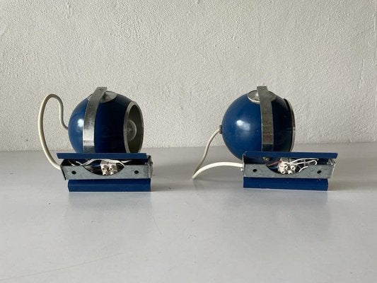 Space Age Blue Metal Spot Wall Lamps, 1970s-RDS-1188655