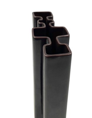 Space Age Brown Ceramic Vase by Angelo Mangiarotti for Fratelli Brambilla, Italy, 1968-TXN-2033879