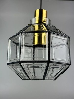 Space Age Ceiling Lamp in Glass & Brass from Glashütte Limburg Germany, 1970s-EJL-2022444