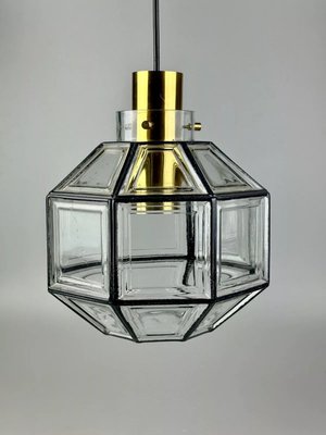 Space Age Ceiling Lamp in Glass & Brass from Glashütte Limburg Germany, 1970s-EJL-2022444