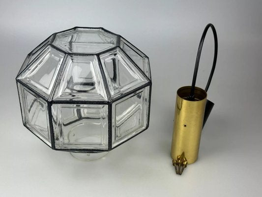 Space Age Ceiling Lamp in Glass & Brass from Glashütte Limburg Germany, 1970s-EJL-2022444