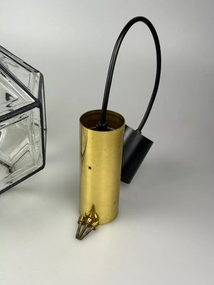 Space Age Ceiling Lamp in Glass & Brass from Glashütte Limburg Germany, 1970s-EJL-2022444