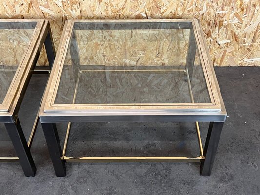 Space Age Coffee Tables in Chrome & Brass from Maison Charles, Set of 2-EJL-1436294