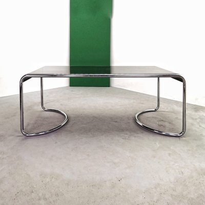 Space Age Febo Desk with Chromed Tubular Frame and Black Lacquered Wood Top by Giotto Stoppino for Driade, 1970s-PRS-1749476