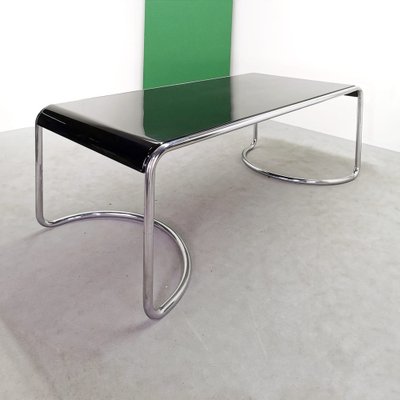 Space Age Febo Desk with Chromed Tubular Frame and Black Lacquered Wood Top by Giotto Stoppino for Driade, 1970s-PRS-1749476