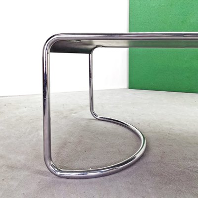 Space Age Febo Desk with Chromed Tubular Frame and Black Lacquered Wood Top by Giotto Stoppino for Driade, 1970s-PRS-1749476