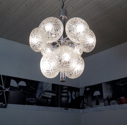 Space Age German Etched Glass and Chrome Sputnik Chandelier, 1960s-DEK-551194