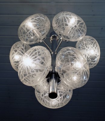 Space Age German Etched Glass and Chrome Sputnik Chandelier, 1960s-DEK-551194