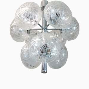 Space Age German Etched Glass and Chrome Sputnik Chandelier, 1960s-DEK-551194