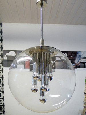 Space Age Glass and Chrome Sputnik Pendant Lamp from Leclaire & Schäfer, 1970s-DEK-549616