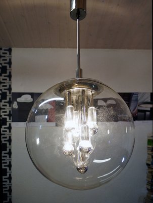 Space Age Glass and Chrome Sputnik Pendant Lamp from Leclaire & Schäfer, 1970s-DEK-549616