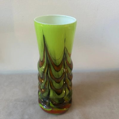 Space Age Green, Brown and Black Opaline Vase attributed to Carlo Moretti, 1970s-NMK-1793444