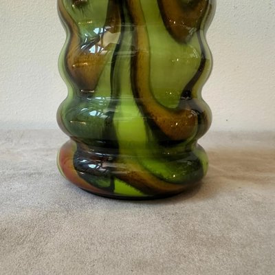 Space Age Green, Brown and Black Opaline Vase attributed to Carlo Moretti, 1970s-NMK-1793444