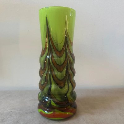 Space Age Green, Brown and Black Opaline Vase attributed to Carlo Moretti, 1970s-NMK-1793444