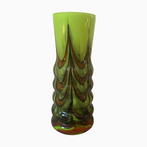 Space Age Green, Brown and Black Opaline Vase attributed to Carlo Moretti, 1970s-NMK-1793444