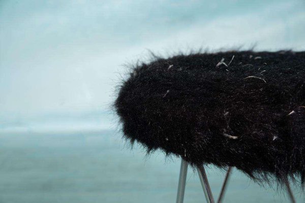 Space Age Hairpin Fluffy Stool, 1970s-HGA-2032002