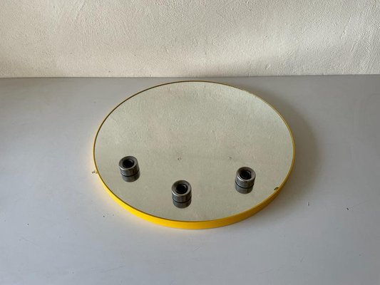 Space Age Illuminated Yellow Round Wall Mirror from Gedy, Italy, 1970s-RDS-1249739