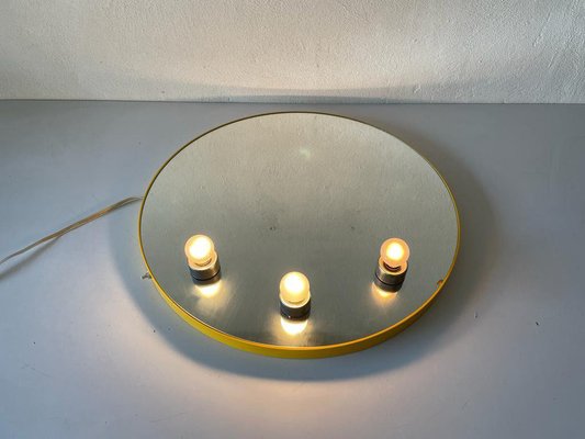 Space Age Illuminated Yellow Round Wall Mirror from Gedy, Italy, 1970s-RDS-1249739