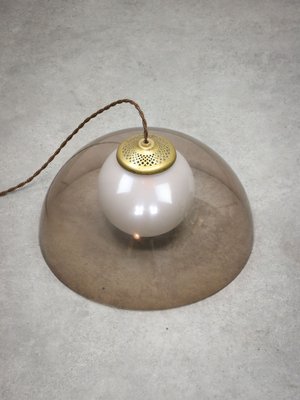 Space-Age Italian Brass, Opaline and Acrylic glass Pendant Lamp-HGJ-1757218