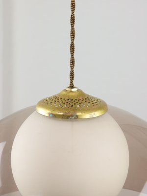 Space-Age Italian Brass, Opaline and Acrylic Glass Pendant Lamp-HGJ-1756929