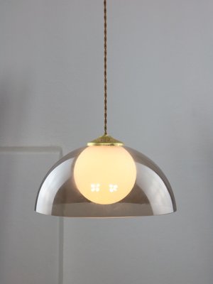 Space-Age Italian Brass, Opaline and Acrylic glass Pendant Lamp-HGJ-1757218