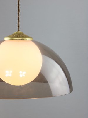 Space-Age Italian Brass, Opaline and Acrylic glass Pendant Lamp-HGJ-1757218