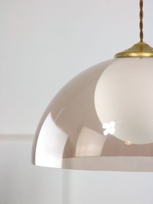 Space-Age Italian Brass, Opaline and Acrylic Glass Pendant Lamp-HGJ-1756929