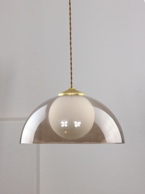 Space-Age Italian Brass, Opaline and Acrylic glass Pendant Lamp-HGJ-1757218