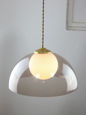 Space-Age Italian Brass, Opaline and Acrylic Glass Pendant Lamp-HGJ-1756929