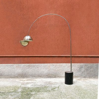 Space Age Italian Cast Iron and Steel Arc Floor Lamp by Studio Reggiani, 1970s-GDD-1096994