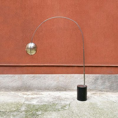 Space Age Italian Cast Iron and Steel Arc Floor Lamp by Studio Reggiani, 1970s-GDD-1096994