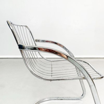 Space Age Italian Chair in Curved Chromed Steel, 1970s-GDD-1343274