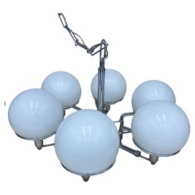 Space Age Italian Chandeliers in Opaline Glass, 1970s, Set of 2-NMK-1177464